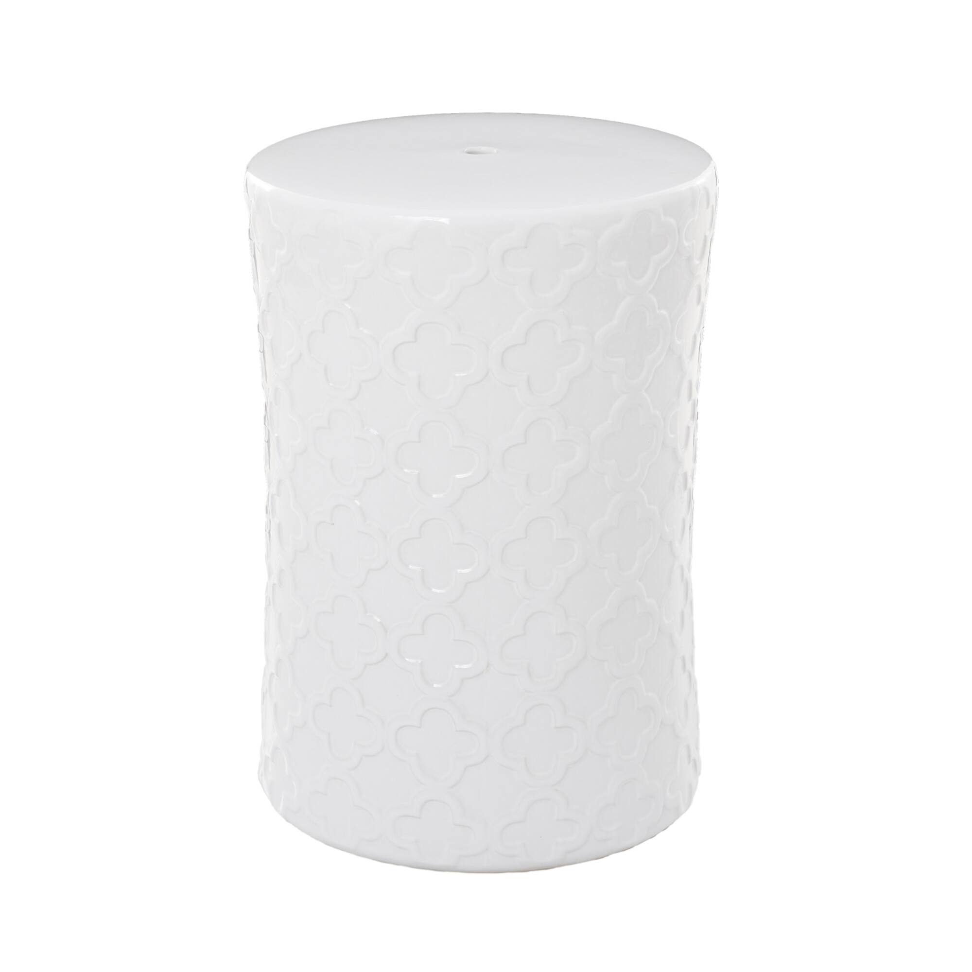 White Ceramic Contemporary Accent Table, 19" x 13" x 13"